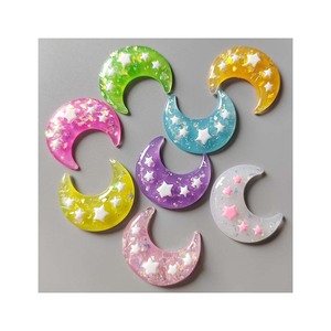 Cabochons plats en résine scintillante motif <span class=keywords><strong>lune</strong></span> Kawaii, fournitures artistiques, breloques décoratives, accessoires de bricolage - Product Image 2