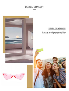 Lunettes de soleil papillon mignonnes pour femmes, style œil de chat, sans monture triangulaire, accessoire photo tendance pour l'été - Product Image 6