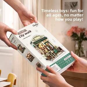 2026 Sky Blue Coffee Street City Cottage Rincón <span class=keywords><strong>de</strong></span> lectura <span class=keywords><strong>de</strong></span> madera, Rompecabezas 3D, Escena en miniatura para ensamblar DIY, Decoración <span class=keywords><strong>de</strong></span> mesa para adultos, Venta al por mayor - Product Image 5