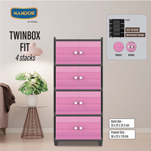 Armario de Almacenamiento de Plástico Multifuncional de 4 Niveles (Twinbox Fit), presenta una solución moderna y práctica para guardar ropa. - Product Image 5