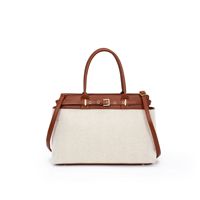 Grand sac fourre-tout en toile pour femmes, sac à main de travail avec garniture en cuir PU, bandoulière, grande capacité, sac de voyage