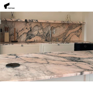 Tostone Aurora sóng tự nhiên màu hồng Đá Cẩm Thạch đá đảo bàn cho nhà biệt thự nhà bếp Countertop Vanity đầu trang trí tường - Product Image 5