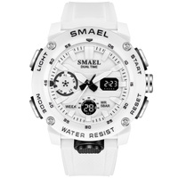 Jam Tangan SMAEL 1907 Dual Time LED Sport Digital Tahan Air Jam Tangan Dial Besar untuk Pria
