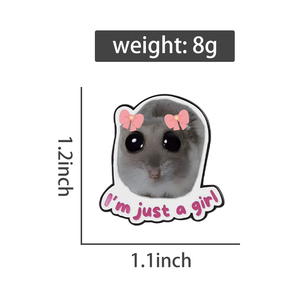 Épinglette en émail « Je suis juste une fille » : adorable broche de dessin animé de hamster, badge de revers, bijou créatif, cadeau pour enfants, amis, vente en gros - Product Image 6