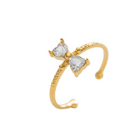 Bague ouverte en acier inoxydable micro-incrustée de cristaux, motif papillon tendance, style Instagram, luxe léger et de niche, pour le marché international