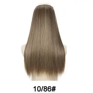 Rambut palsu keriting 16 "22", satu buah ekstensi rambut garis ikan sintetis tidak terlihat untuk wanita