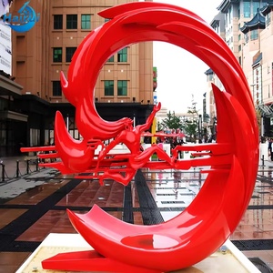 Statue de phénix contemporaine en acier inoxydable, pièce d'art décorative, excellente pour les projets d'aménagement paysager - Product Image 3