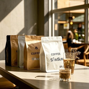 ถุงกาแฟแบบตั้งได้ ผลิตจากอลูมิเนียมฟอยล์ด้าน พิมพ์โลโก้ตามสั่ง แบรนด์ส่วนตัว ขนาด 250 กรัม 500 กรัม 12 ออนซ์ ก้นแบน พร้อมวาล์ว - Product Image 5
