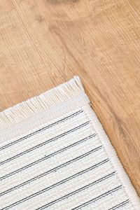 Luna Grey Striped Chenille <b>Rug</b> 7mm Low Pile Machine Woven Washable Non Slip Polyester Cotton PET-Friendly Eco-Friendly Home - Product Image 3