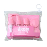 Ensemble de 6 flacons de voyage portables de 30 ml, flacons à pompe pour liquides cosmétiques rechargeables, kit avec sac de toilette transparent pour avion