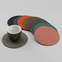 Sous-verres en cuir PU souple en gros, personnalisables avec logo, imperméables, pour café, bière, boissons – Cadeau promotionnel d'entreprise