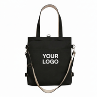 Tas Kanvas Logo Kustom Berkualitas Tinggi dengan Banyak Kantong, Penutup Ritsleting, Kapasitas Besar, Tas Kanvas Serbaguna