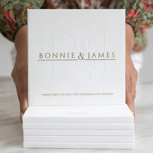 New Trending Luxurious Elegance Modern Design Ivory Gold Embossed Letterpress Initials Wedding Invitations Card