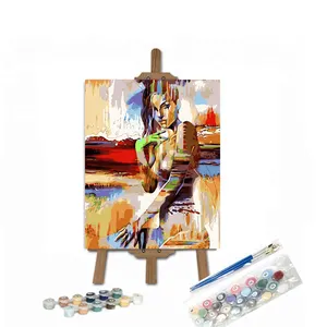 LS热卖全裸体非洲女孩油画数字帆布酒店墙面艺术装饰手绘油画