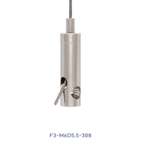Pince de fixation de câble réglable M6 en laiton à sortie latérale, finition argentée pour suspension au plafond