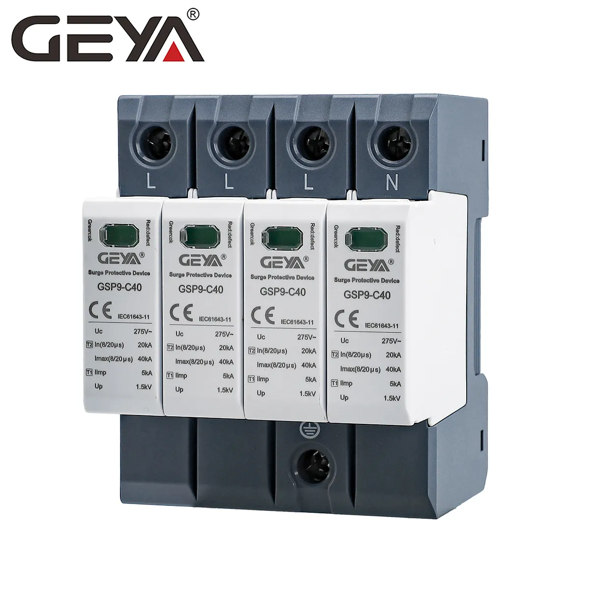 GEYA CE Approved SPD 60KA Surge Lightning Arrestor Power Surge Protection SPD Voltage surge protector