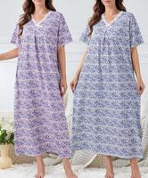 Robes de nuit pour femmes 8XL, nuisette longue en dentelle à col en V, pyjama grande taille, robe de nuit africaine à imprimé floral en soie de lait, vêtements de nuit pour la maison