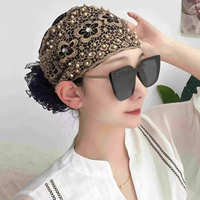Chapeau respirant gaze écharpe femme cheveux blancs coiffure printemps été nouveau Hui foulard ongles perles mère fleur perle chapeau doux