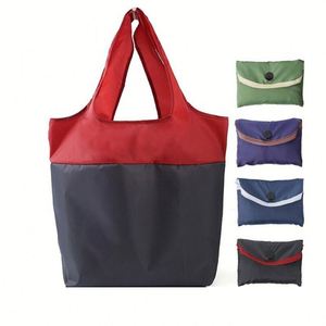 Bolsa de Compras Plegable de Gran Capacidad, Impermeable, Ecológica y Reutilizable, Diseño con Bloques de Color, Estilo Vertical - Product Image 1