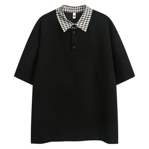 <span class=keywords><strong>Polo</strong></span> noir Offre Spéciale élégant pour homme avec col à carreaux contrastés. - Product Image 4