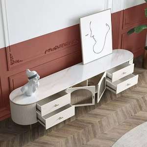 JINS Table basse de luxe de style moderne et supports de télévision en bois blanc avec support de tiroir meubles de salon de meuble de télévision - Product Image 2