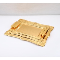 Plateaux de service décoratifs rectangulaires en or avec poignées pour plateaux à biscuits, bonbons, pâtisserie et desserts