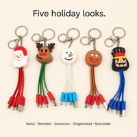 Chargeur USB personnalisé en PVC avec motif de dessin animé de Noël, avec porte-clés portable pour téléphone