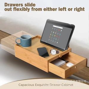 Bamboo Wood <b>Storage</b> <b>Tray</b> With Drawer Rectangle Standing Type For Desk Organization - Product Image 4