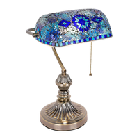 Lampe de bureau style Tiffany en verre teinté, lampe de table pour la lecture, le travail et la décoration de la maison