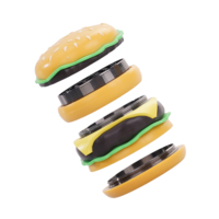 Nouvel accessoire pour fumeurs LC : Grand broyeur à herbes en alliage de zinc, design hamburger, pour épices et tabac, idéal pour les boutiques de fumeurs