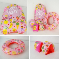 Ensemble de flotteurs gonflables pour bébé rose de 45 cm, flotteur de piscine, anneau de bras, planche de surf, PVC écologique, capacité maximale <100 kg pour la plage et la natation