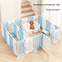 Clôture carrée en plastique pour animaux de compagnie, 65 cm de haut, niche d'intérieur avec fermeture à bouton-pression et plateau en plastique pour chiens de petite/moyenne taille, multifonctionnelle