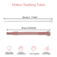 Anneau de dentition creux paille à mâcher sensorielle infantile tout-petits Mordedores sensoriales Tubes en silicone jouets de dentition cadeaux sans BPA