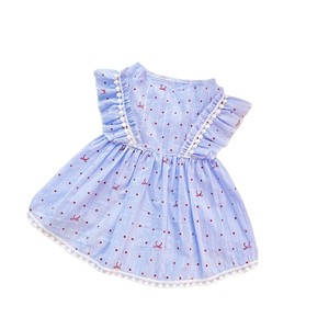 Cat and dog universal pet clothing, blue background with <b>red</b> polka dots and small <b>bow</b> embellishments, Lolita style, suitable - Product Image 4
