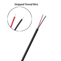 Câble industriel à extrémité nue avec connecteur jack DC mâle 3,5x1,35 mm, conducteur en cuivre, isolation en PVC, fils étamés dénudés