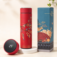 Bouteille d'eau intelligente en acier inoxydable de 500 ml (17 oz) avec affichage LED de la température, couvercle portable, isolation 6-12h, logo personnalisé