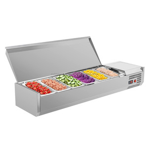 Mostrador refrigerado comercial para ensaladas, mesa de preparación de ensaladas con cubierta de vidrio, vitrina refrigerada para ingredientes - Product Image 6
