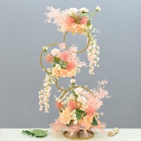Lemfo — scène de Mariage avec fleurs artificielles W06155, support de Table rond en métal, centre de Table pour décoration, pour Mariage