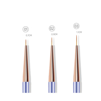 Lot de 3 stylos de dessin pour ongles, pinceaux liner violets 7/9/11mm, poils en nylon, manche en plastique