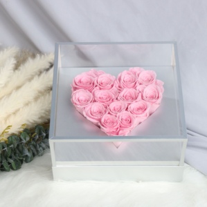 กล่องอะคริลิครูปหัวใจที่เก็บรักษาไว้ใหม่จัดดอกไม้ของขวัญที่เก็บรักษาไว้กุหลาบสำหรับวันวาเลนไทน์ - Product Image 2