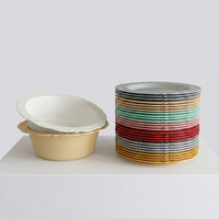 Assiettes jetables en plastique à bord festonné pour réception de mariage élégante, service de restauration et traiteur