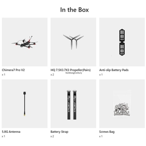 IFlight Chimera <span class=keywords><strong>7</strong></span> Pro V2 Frame HQ <span class=keywords><strong>7</strong></span>.5X3.7X3 Hélices, Pads de batterie, Antenne <span class=keywords><strong>5</strong></span>.8Ghz, Sangle de batterie, Vis, Sac – Kit Drone FPV - Product Image 5