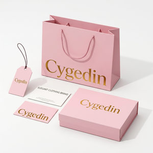 Ensemble d'emballages personnalisés pour vêtements, emballages pour vêtements avec sacs <span class=keywords><strong>en</strong></span> papier personnalisés, boîtes, étiquettes suspendues, cartes et accessoires de marque - Product Image 1