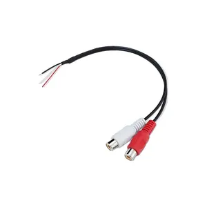 Cable trenzado personalizado de alta calidad con reducción de ruido, 2 canales, RCA hembra pequeño para abrir el cable de audio utilizado en el coche para altavoz