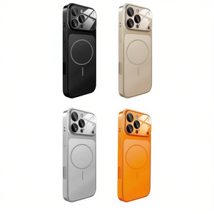 Custodia per iPhone 14 in Titanio Nero Argento Oro Arancione, Cover Posteriore Magnetica in TPU PC, Design Monocolore - Product Image 2