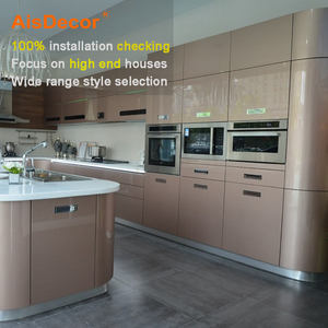 Lemari Dapur Kayu Veneer Alami Terpopuler Terbaru dengan Finishing Lacquer dan Pulau Dapur - Product Image 4