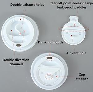 Xiamen, tapa de taza de PP de 90mm, <span class=keywords><strong>cara</strong></span> sonriente para café, té de <span class=keywords><strong>la</strong></span> leche, taza de papel, desechable a prueba de fugas, venta al por mayor, inyección de grado alimenticio transparente - Product Image 2