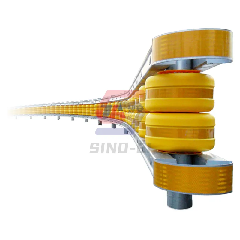 PU And PVC Material Road Safety Roller Rotary Barrier Rolling Guardrail For Sale