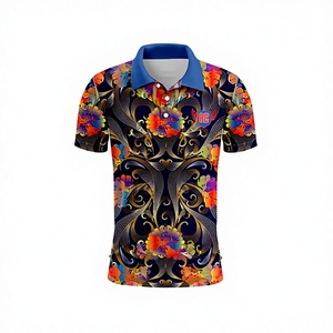 Polos décontractés d'été à manches courtes avec logo et couleurs personnalisés, en tissu jersey imprimé floral de haute qualité, grandes tailles pour chemises - Product Image 1