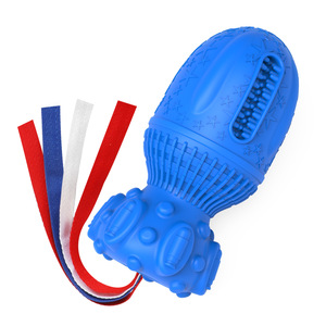 Jouet à mâcher pour chien en caoutchouc bleu avec corde 15,2 cm pour le nettoyage des dents et le jeu - Product Image 3